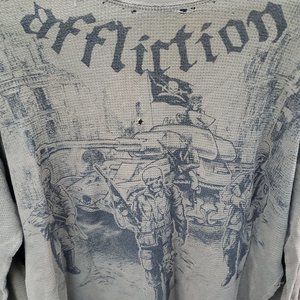 Affliction GHOST ARMY Thermal Shirt LS Olive Drab M Medium Harley Davidson Biker